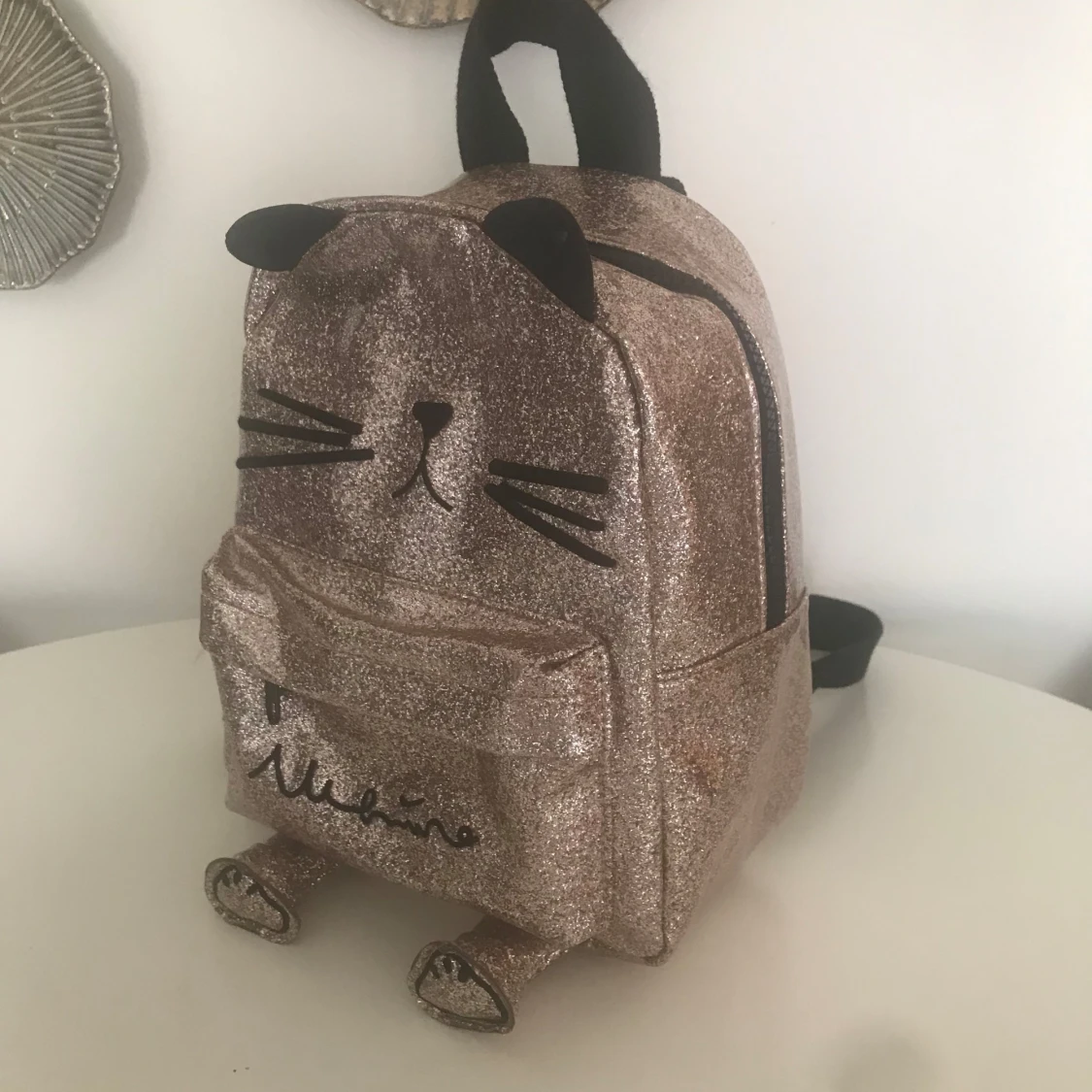 Glittrig ryggsäck med kattmotiv - 1