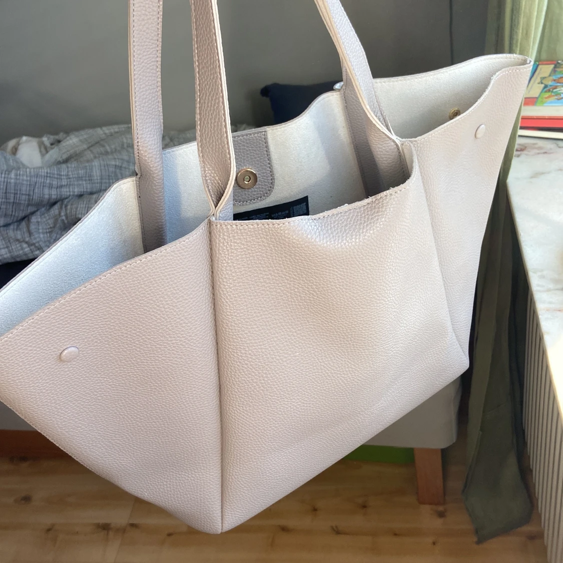 Beige/grå axelväska - 1