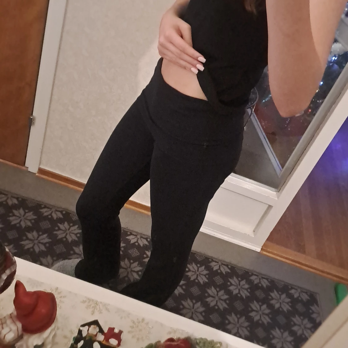 Mörkblå bootcut byxor