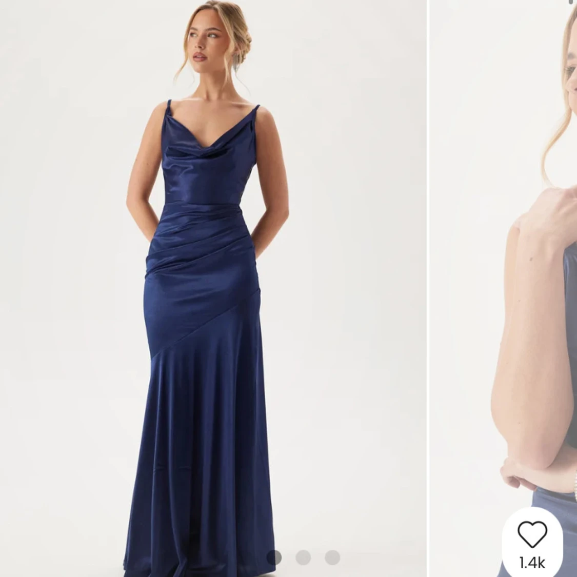 Marinblå långklänning i satin