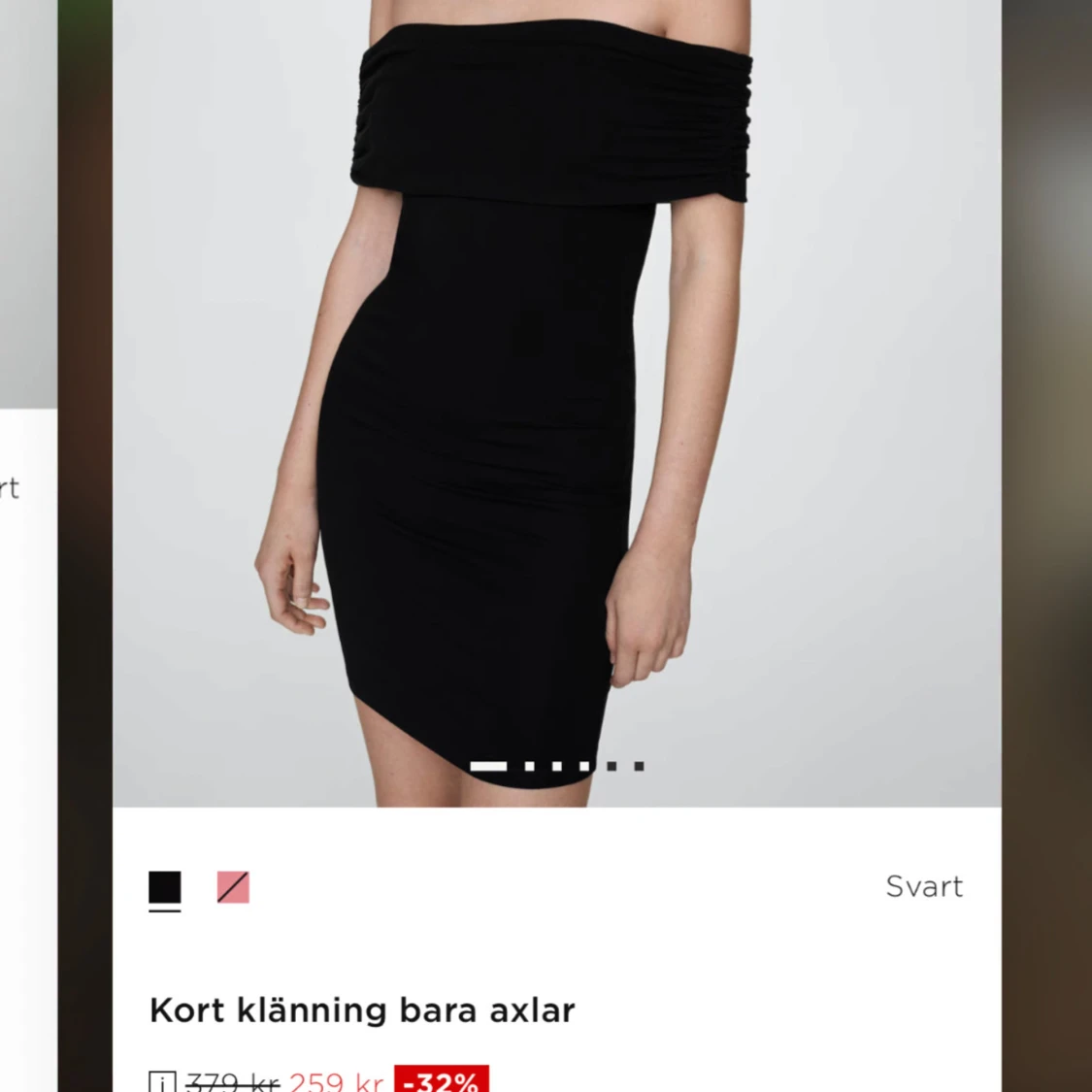 Svart offshoulder kort klänning