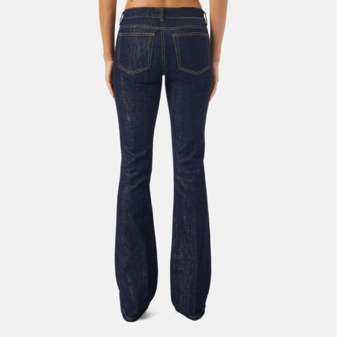 Mörkblå bootcut jeans med kontrastsömmar - 1