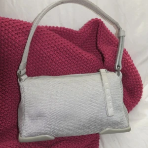 Silvrig Prada sport 1999 - En super fin Prada Sport 1999 silvermeshväska som kommer med en dragkedja upptill och gummifotsbas för stabilitet   Ses i en annan version på Pradas lookbook höst/vinter 1999  Bra vintageskick (8/10) - gummit visar minimala tecken på slitage + det finns en liten fläck på axelremmen som inte påverkar den övergripande användningen eller utseendet. ❤️ sällsynt!⭐️⭐️⭐️mått: 21 x 12 x 8 cm