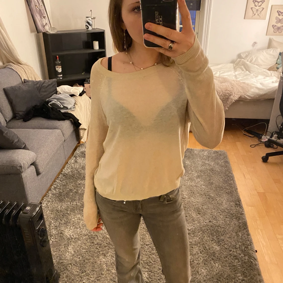 Beige långärmad tröja - 2