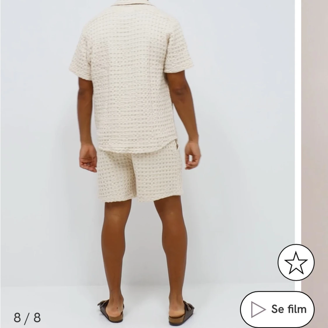 Beige shorts med textur - 1