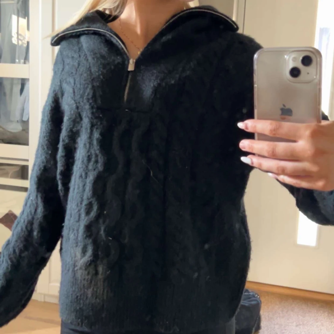 Stickad zip tröja  - 1