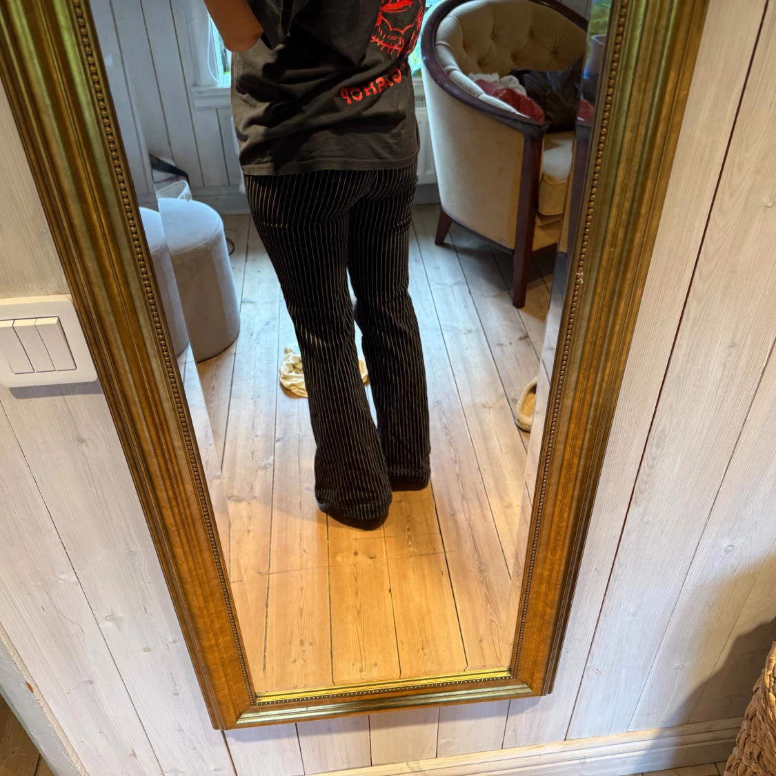 Svarta manchesterbyxor med vita ränder - 2