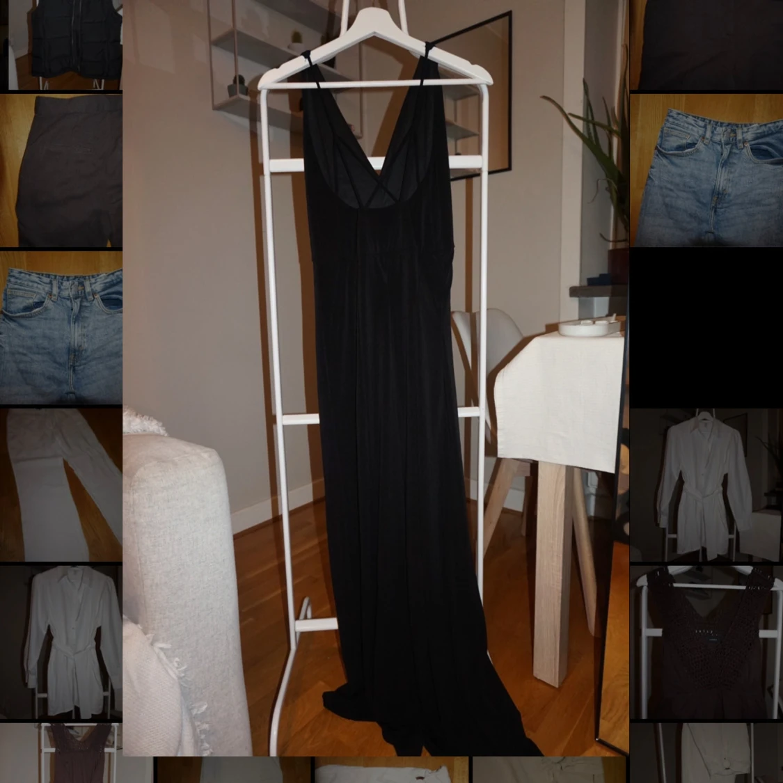 Svart långklänning med v-ringning - 1