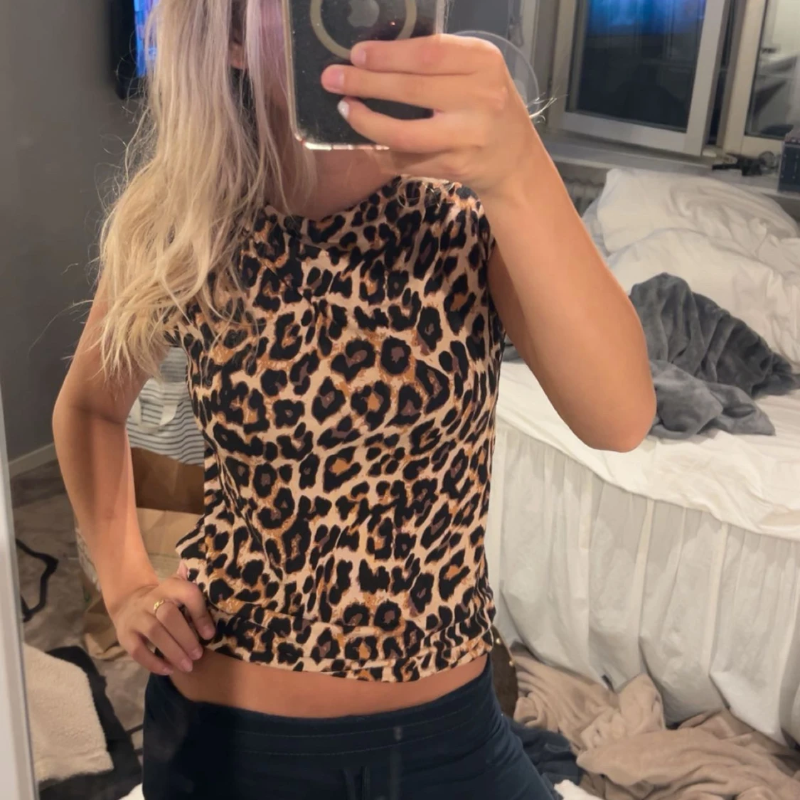 Leopardmönstrad ärmlös topp