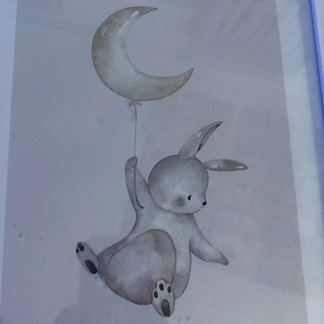 Tavla med gullig kanin som hänger på en måne💕 - 3