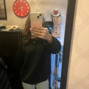 Svart långärmad tröja - Säljer en stilren svart långärmad tröja med normal passform. Perfekt för en avslappnad look. Tröjan är enkel och mångsidig, ett måste i garderoben.