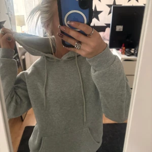 Grå hoodie - Säljer en mysig grå hoodie med justerbar huva 