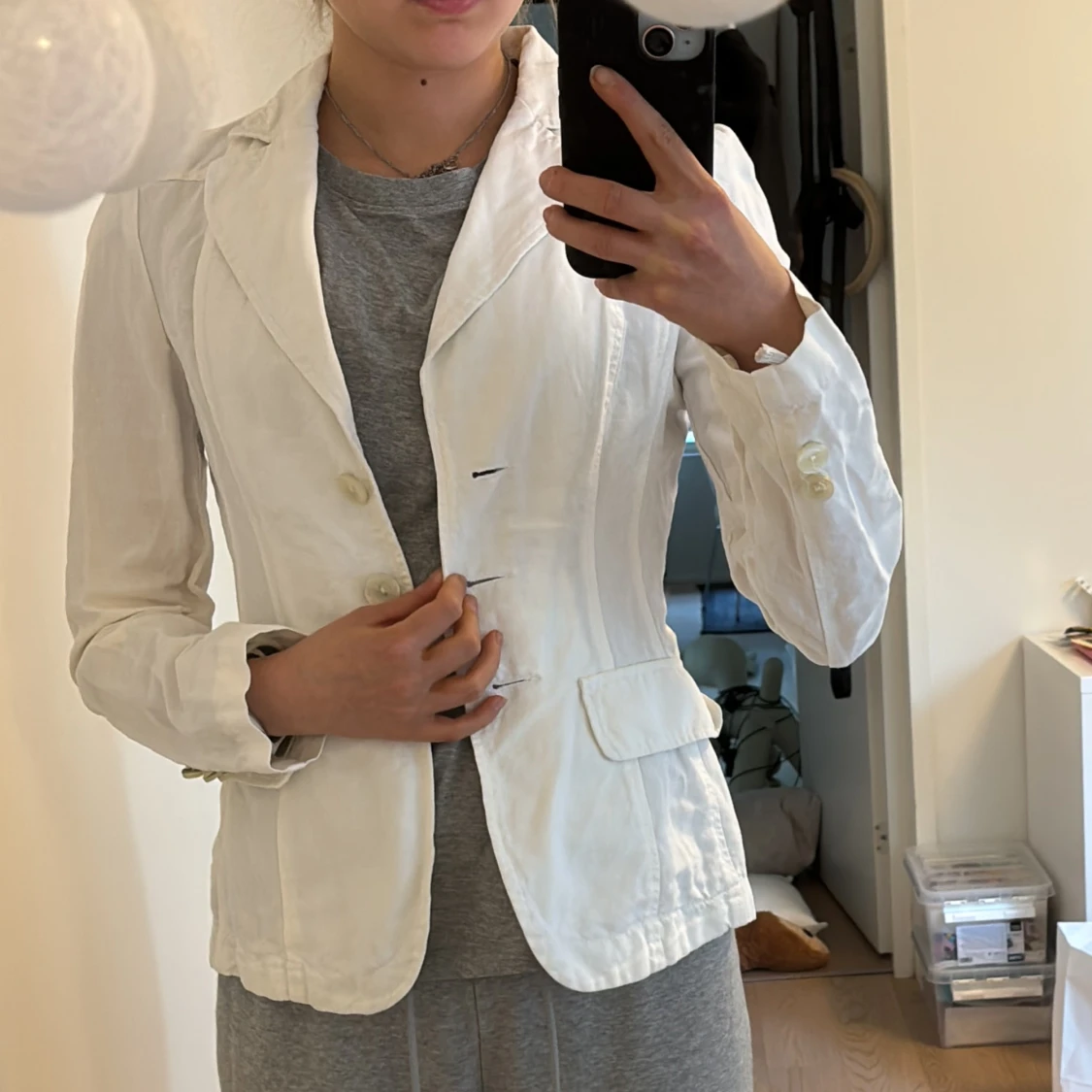 Vit linen blaser från Your Face