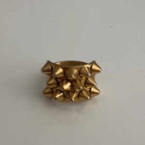 Edblad ring - Cool statementring i guld med flera spetsiga nitar runt hela ringen. Ringen har en bred design och ger en edgy vibe, perfekt för dig som vill sticka ut. Metallisk finish och chunky känsla.