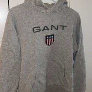 Grå hoodie från GANT med brodyr - Säljer en grå hoodie från GANT i storlek M (troligen mer som S för herr)