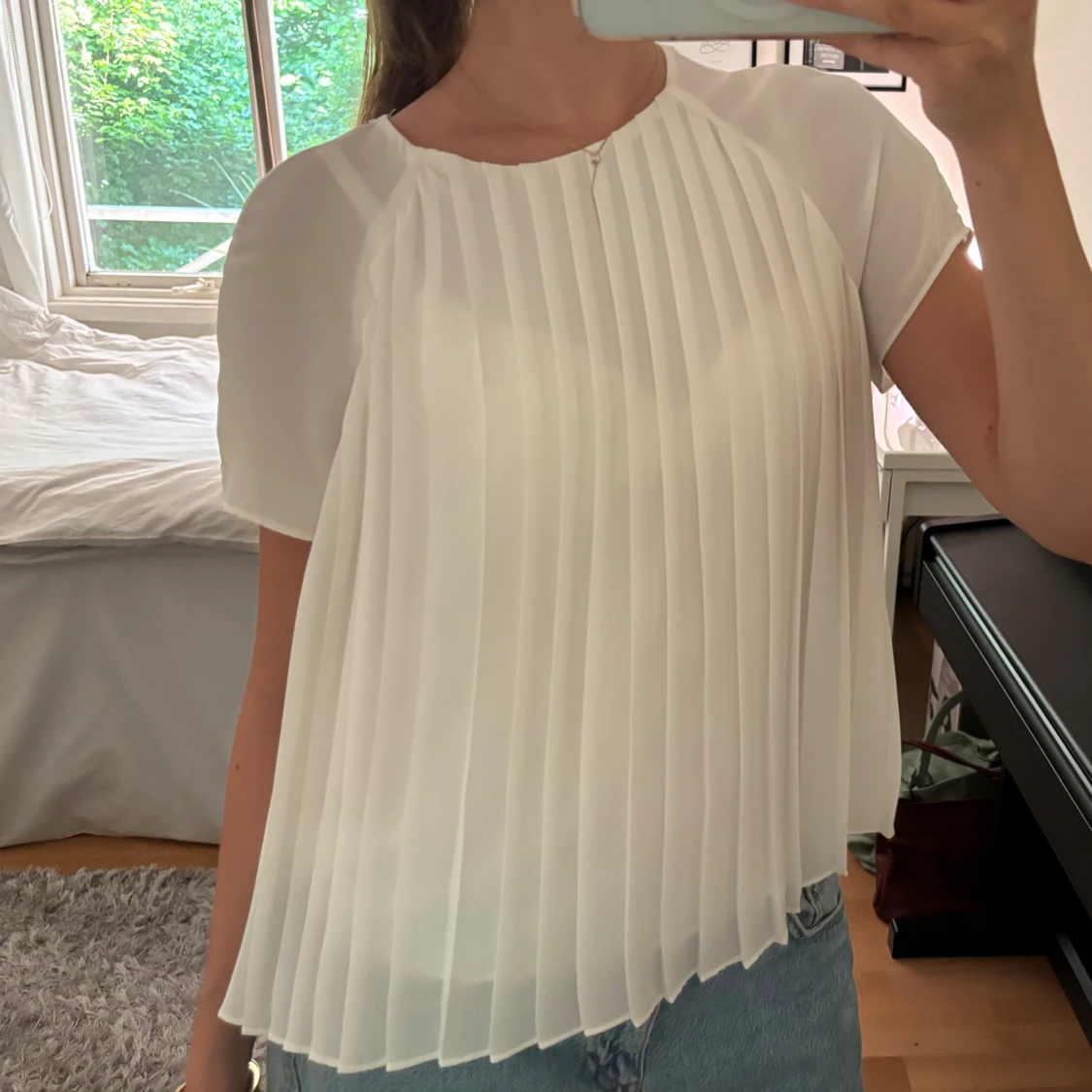Vit plisserad topp  - 1