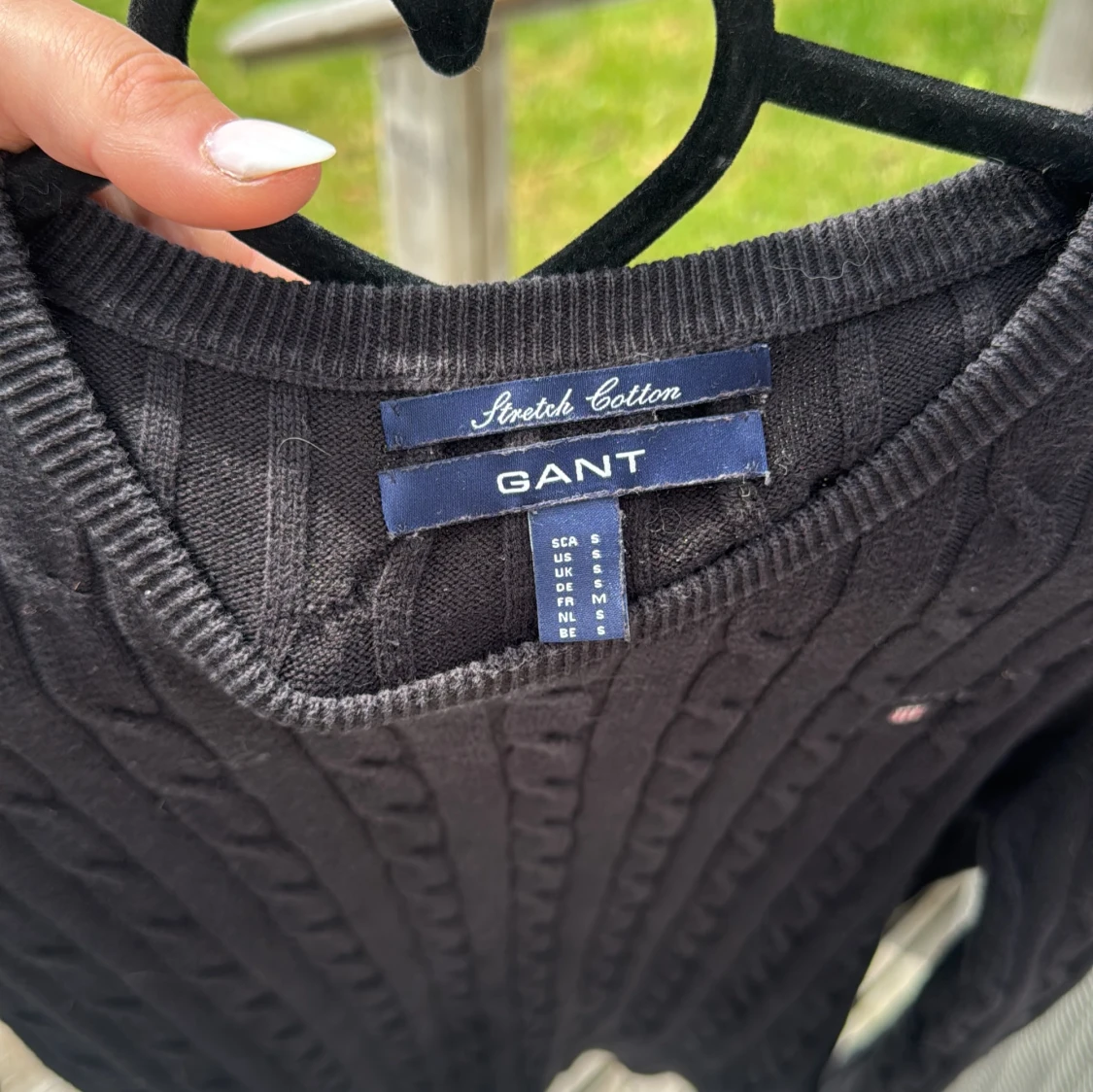 Svart kabelstickad tröja från GANT - 2