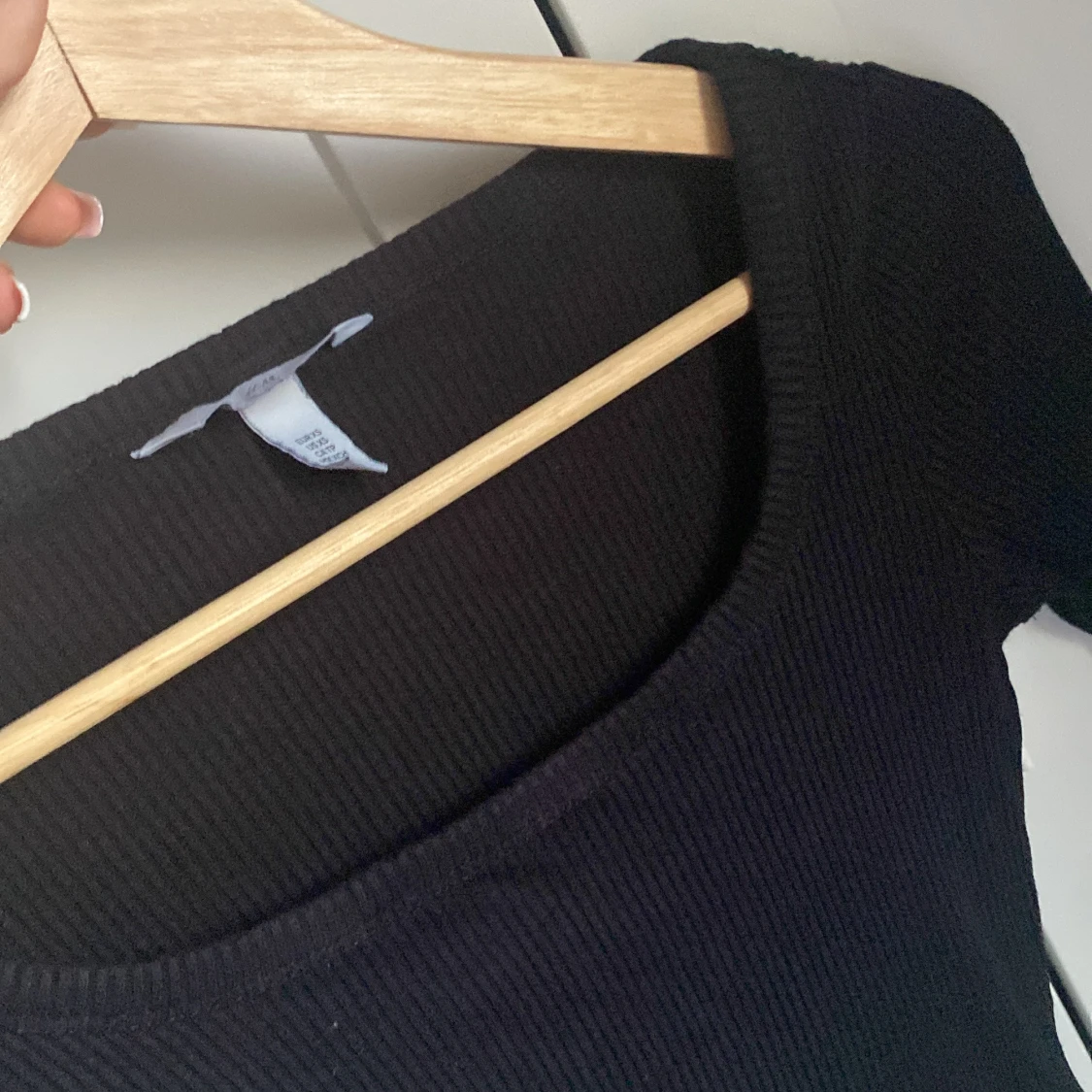 Svart ribbad långärmad topp H&M XS - 4