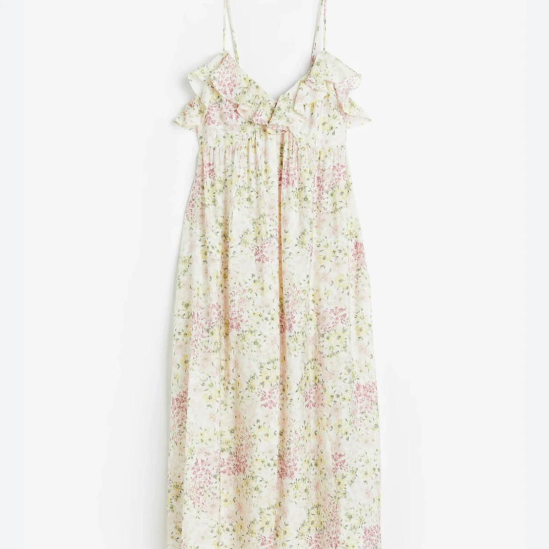 Blommig långklänning med volang