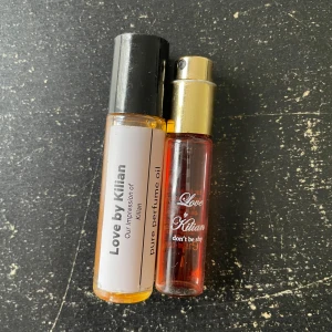 Kilian Love dont be shy  - En 7,5 ml love dont be shy (äkta) som har ca 1/3 kvar! Och en parfymolja inspirerad av Kilian från Oil perfumery. Jag tycker att de luktar nästan exakt likadant. Nästan allt kvar i den! 10 ml 