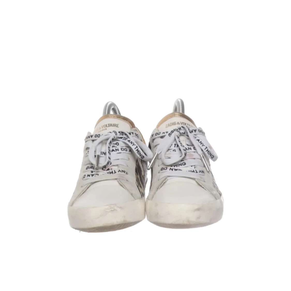 Leopardmönstrade sneakers med gulddetaljer - 1