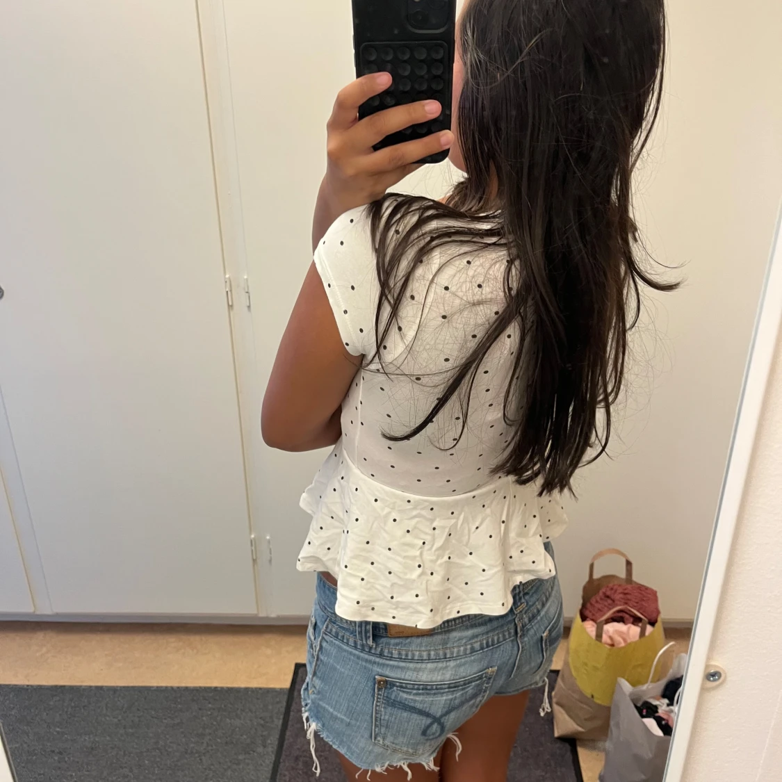 Vit prickig peplum topp - 1