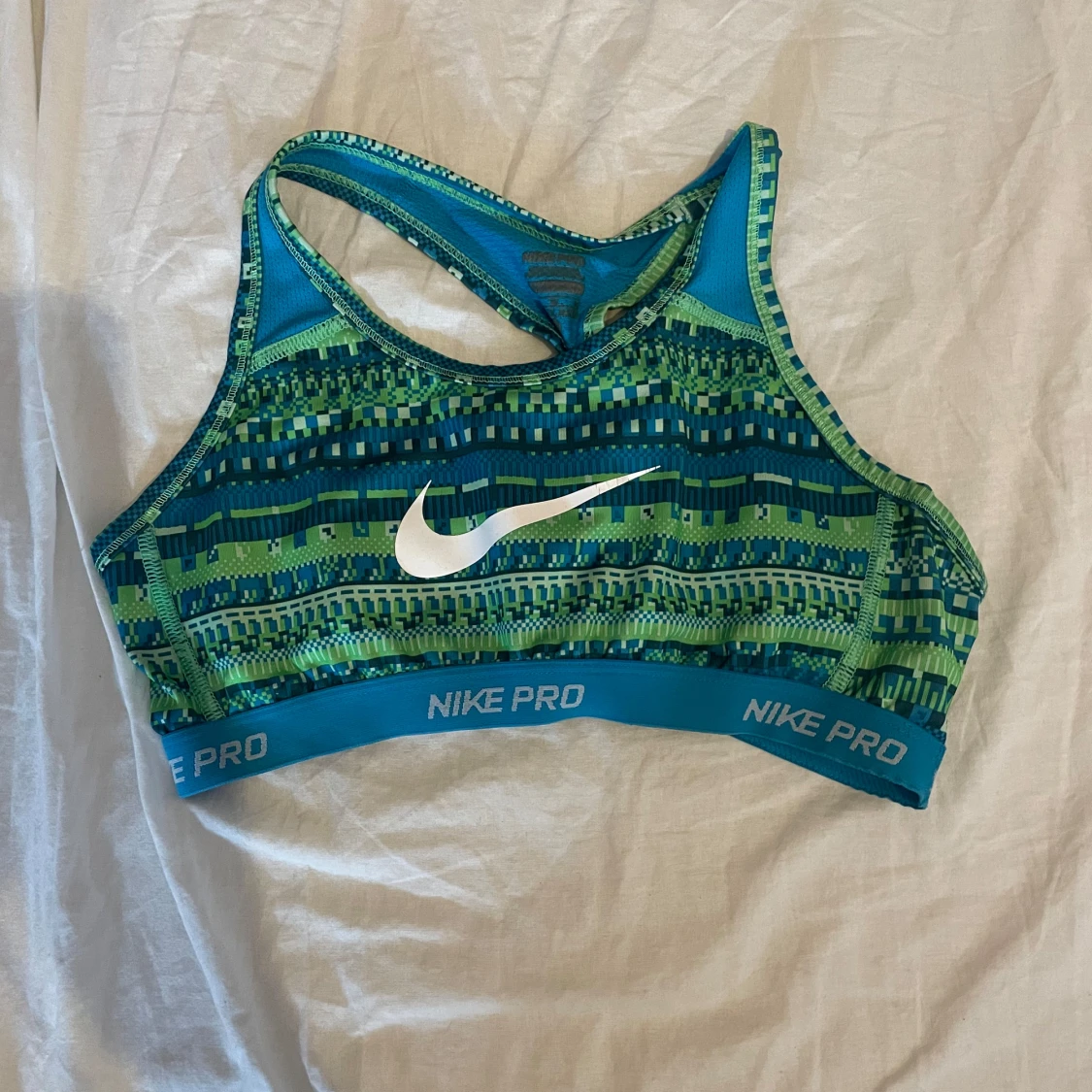 Nike Pro sport-bh blå/grön XL