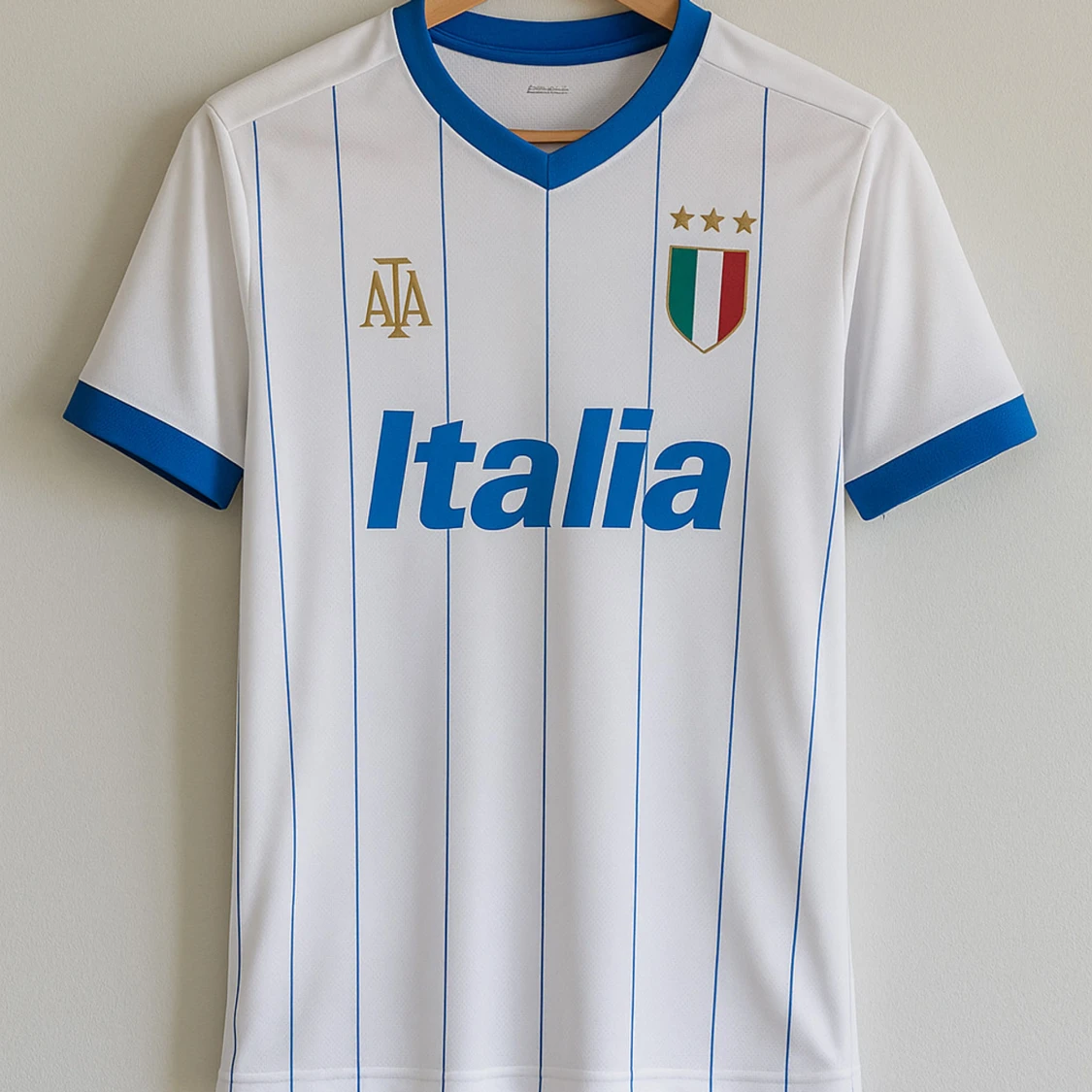 Italiensk fotbollströja med blå ränder