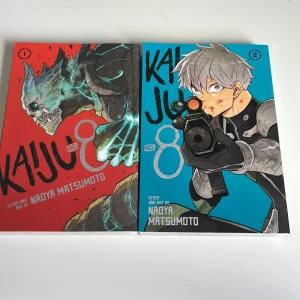 Kaiju no 8 - Engelsk manga, köpt för 135kr styck. Säljer båda för 135 eller 70kr styck. I bra skick men volume 1 har lite gulnade sidor. Har läst dom och tycker dom är bra, men säljer för att min bokhylla är full 🥲