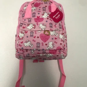 Hello Kitty rosa ryggsäck  - Supergullig rosa Hello Kitty ryggsäck med all-over print av Hello Kitty, nallar, hjärtan och rosetter. Väskan har justerbara axelband, dragkedja och praktiskt ytterfack. Perfekt för dig som älskar söta detaljer och vill sticka ut.