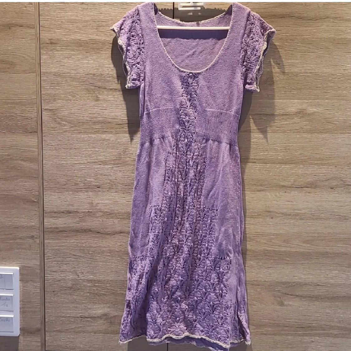 Vintage ljuslila virkad klänning
