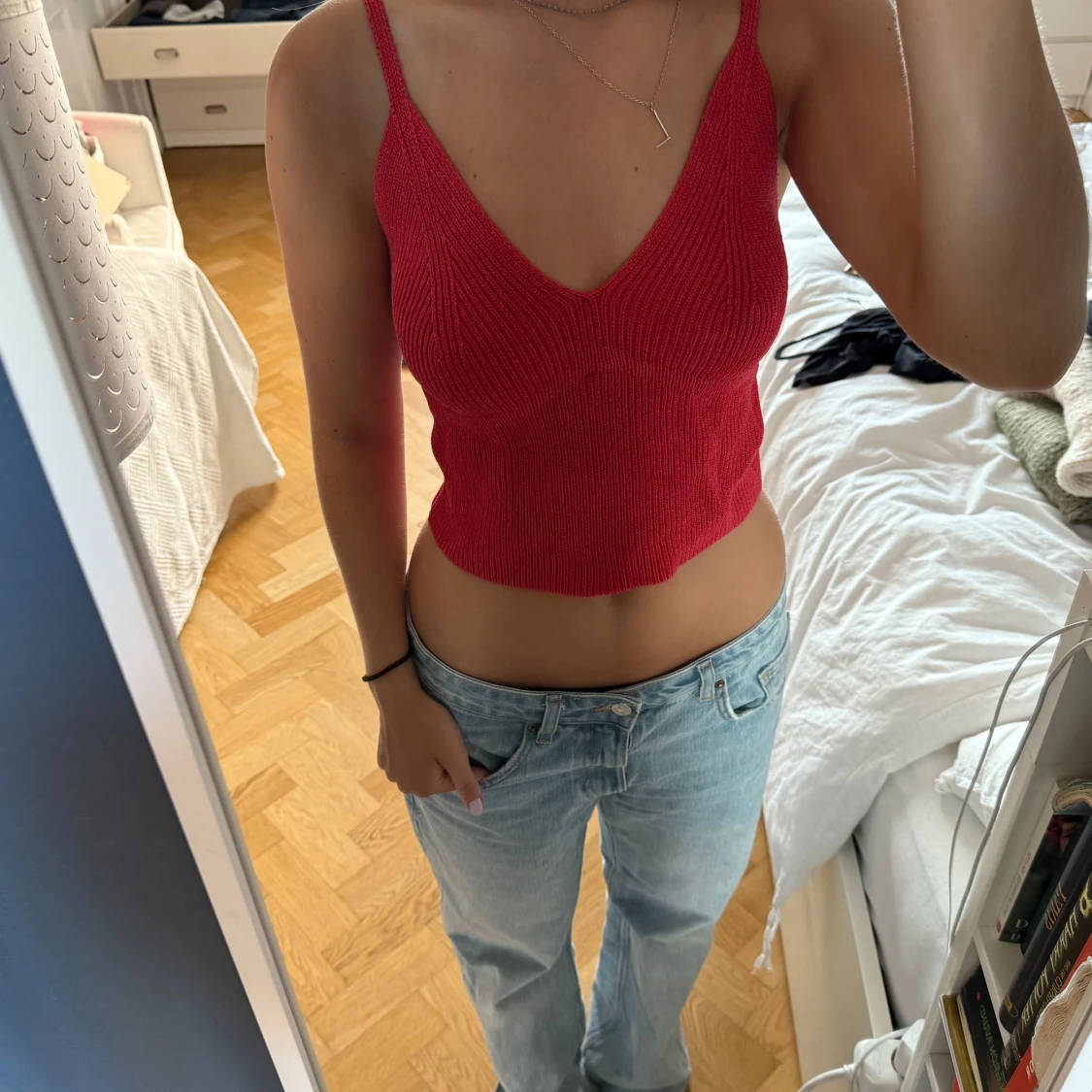 Röd stickad topp från Zara