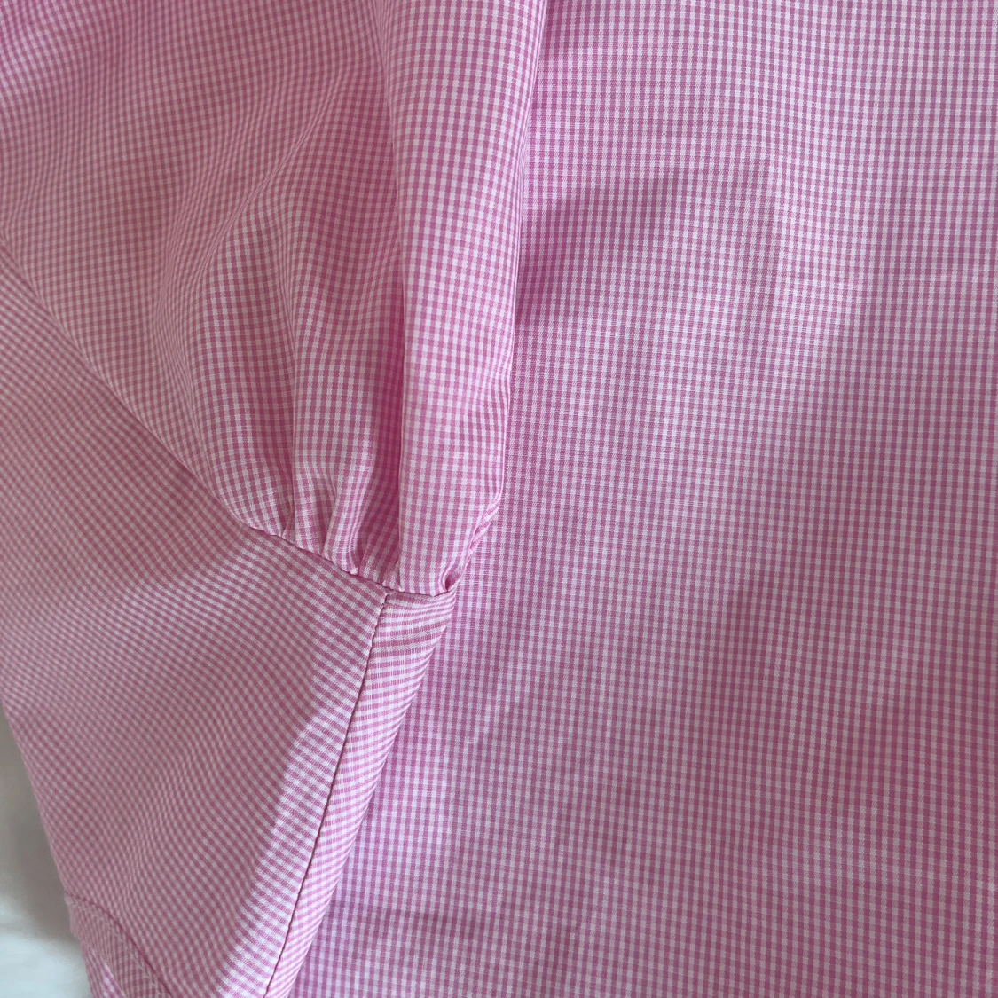 Rutig rosa blus med knyt bak - 4