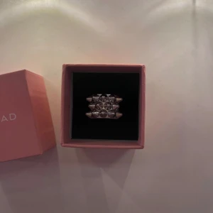 Silvrig ring med nitar från Edblad  - Fin och väldigt trendig ring ifrån Edblad i storleken 17,5mm, väl använd vilket syns om man kollar nära men inget som syns på lång håll. Bra kvalitet och super fin. Nypris 400kr.