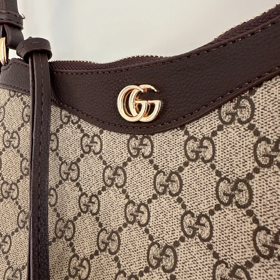 Beige brun axelväska - 2