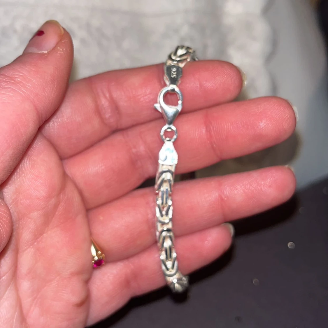 Äkta Silverhalsband med kors och armband i kejsarlänk 60 cm - 2