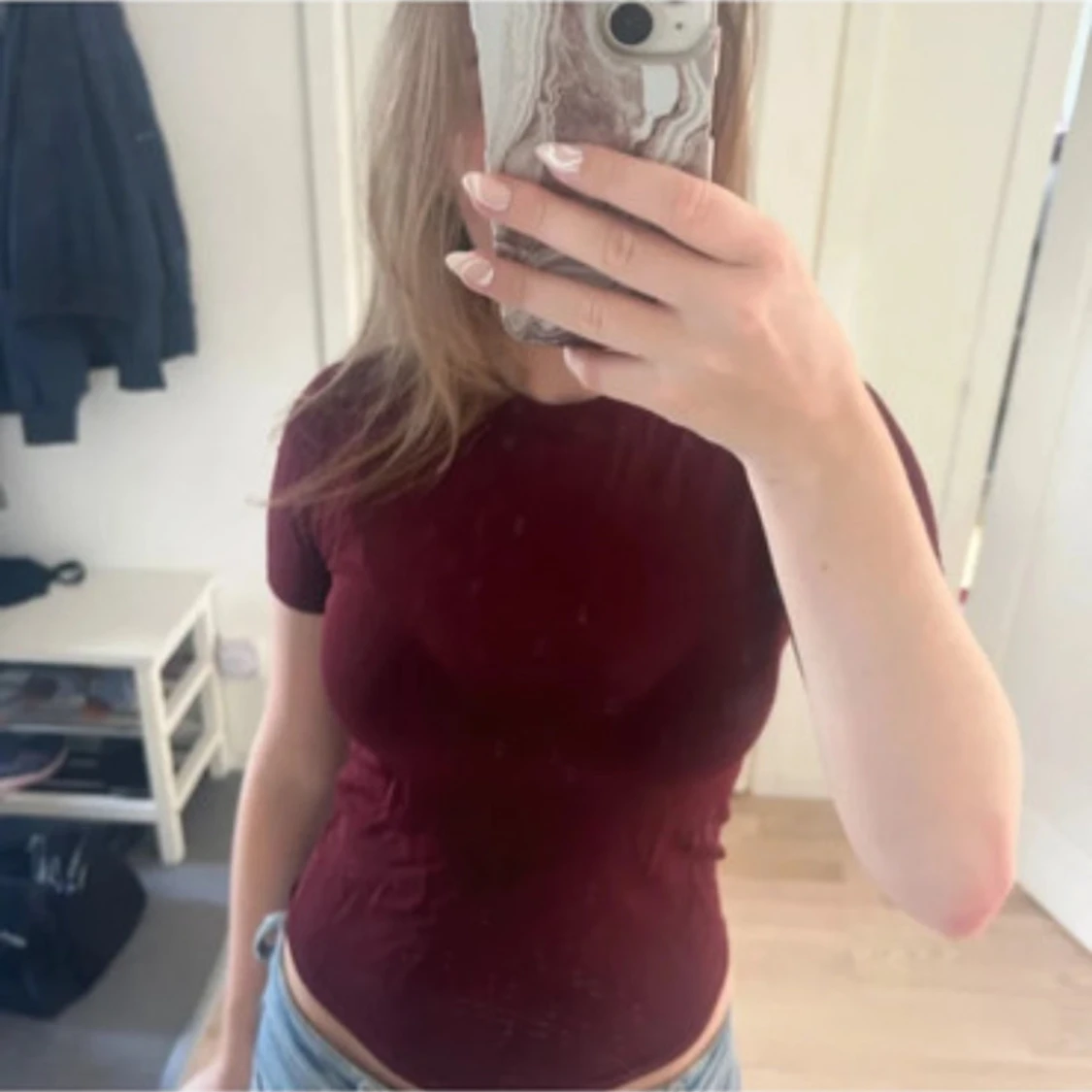 Vinröd topp från Zara i bomull - 1