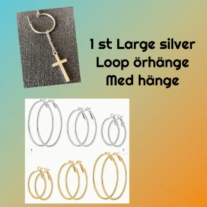 By prisförslag- 1 st loop örhängen Large med kors hänge - Finns även med de andra hängena 