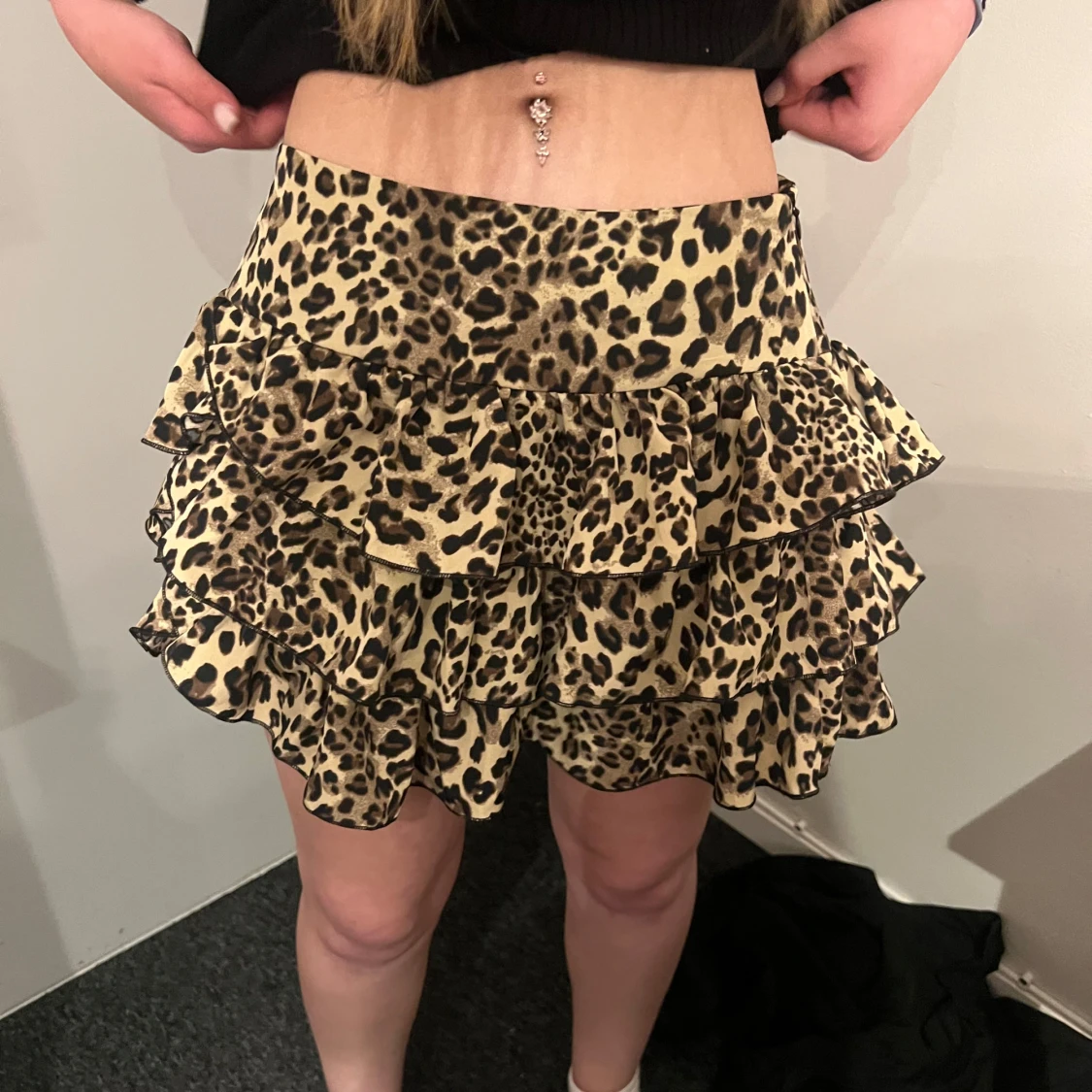 Leopardmönstrad volangkjol