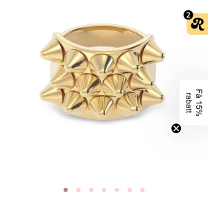Guldfärgad ring med nitar - Cool och edgy ring i guldfärg med flera spetsiga nitar framtill. Perfekt statement piece för dig som vill sticka ut och addera attityd till din stil. ask medkommer!