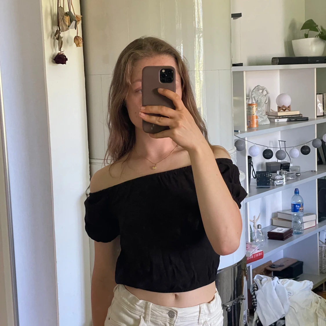 Svart offshoulder topp från H&M
