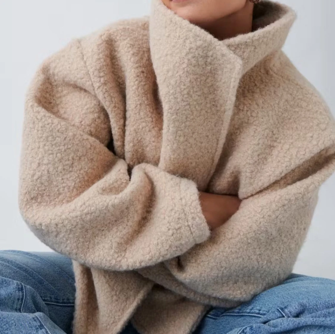 Beige teddyjacka - 1