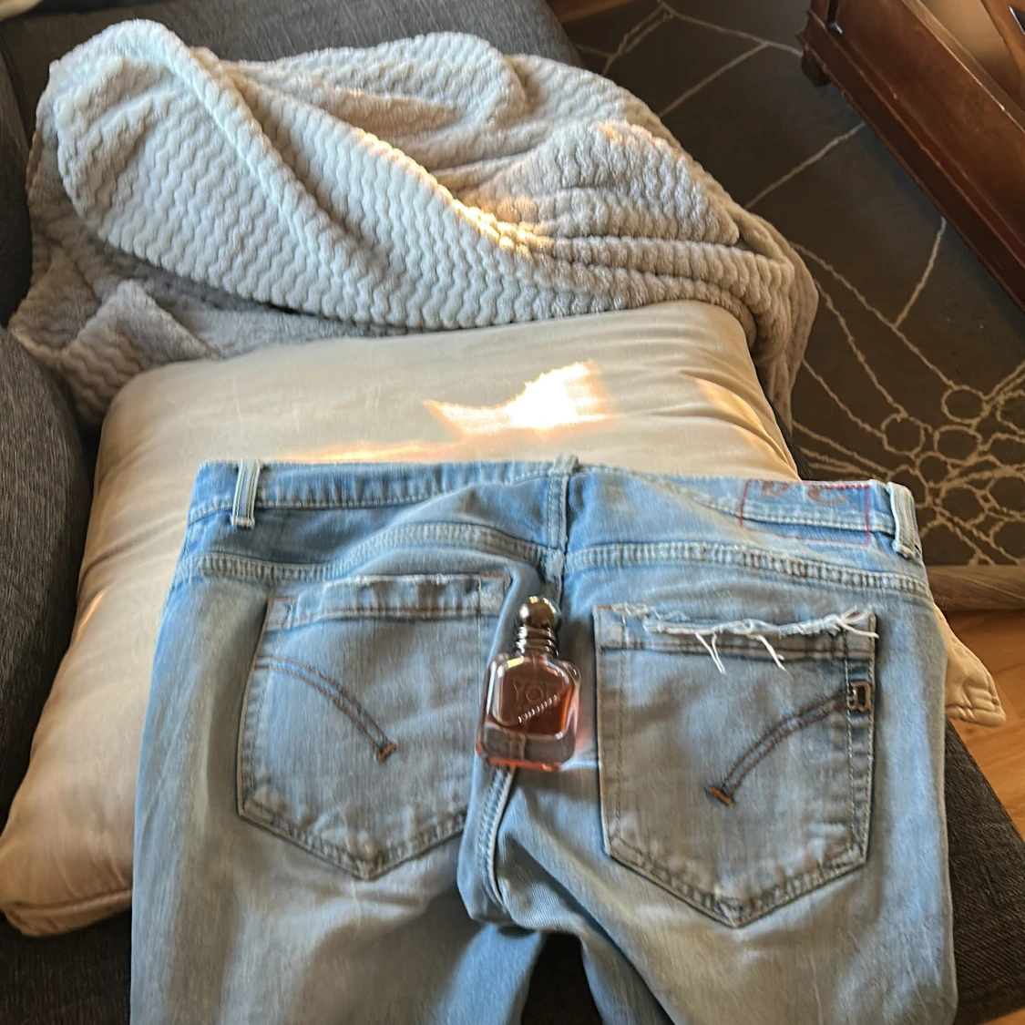 Ljusblå donpud jeansbyxor - 1