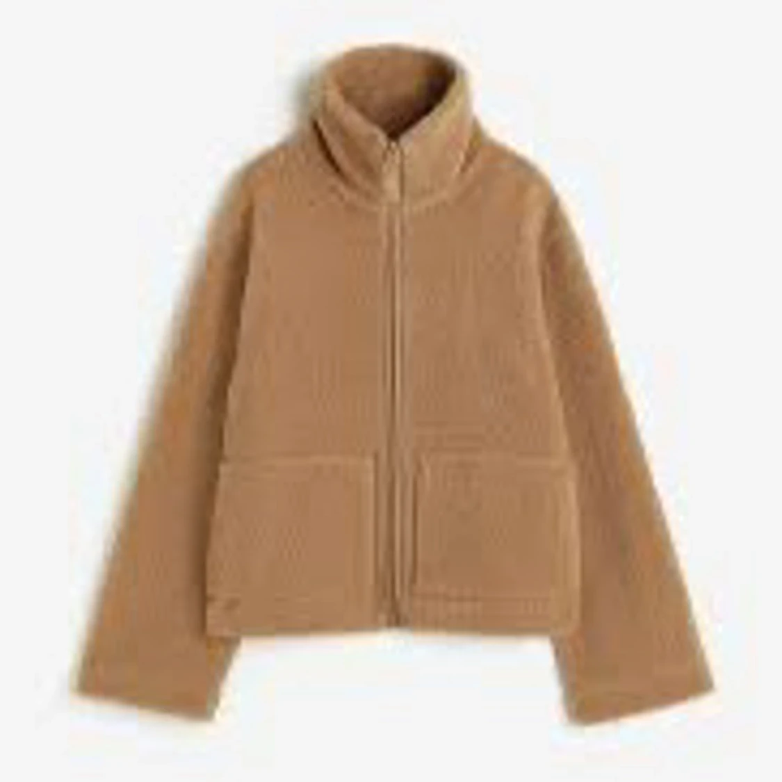 Beige teddyjacka med dragkedja - 3