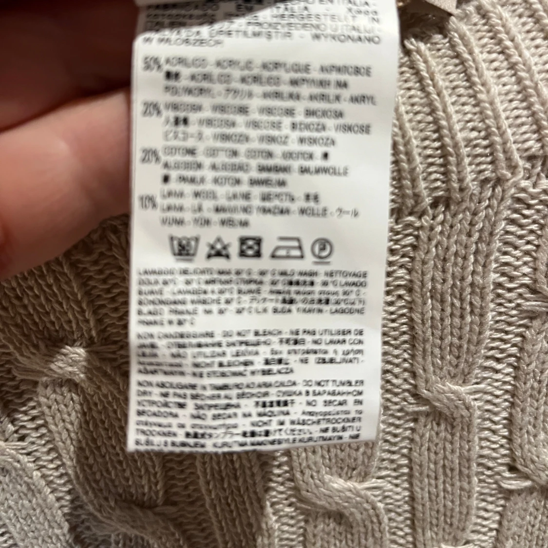 Beige stickad tröja med rosett - 4