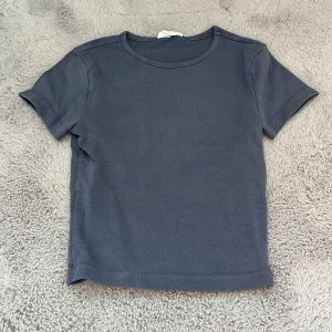 Mörk grå/blå t-shirt från Gina Tricot - Säljer en stilren mörkgrå t-shirt från Gina Tricot. Perfekt basplagg med korta ärmar och rund halsringning. Passar till alla tillfällen och är lätt att matcha med andra plagg. Mycket fint skick!