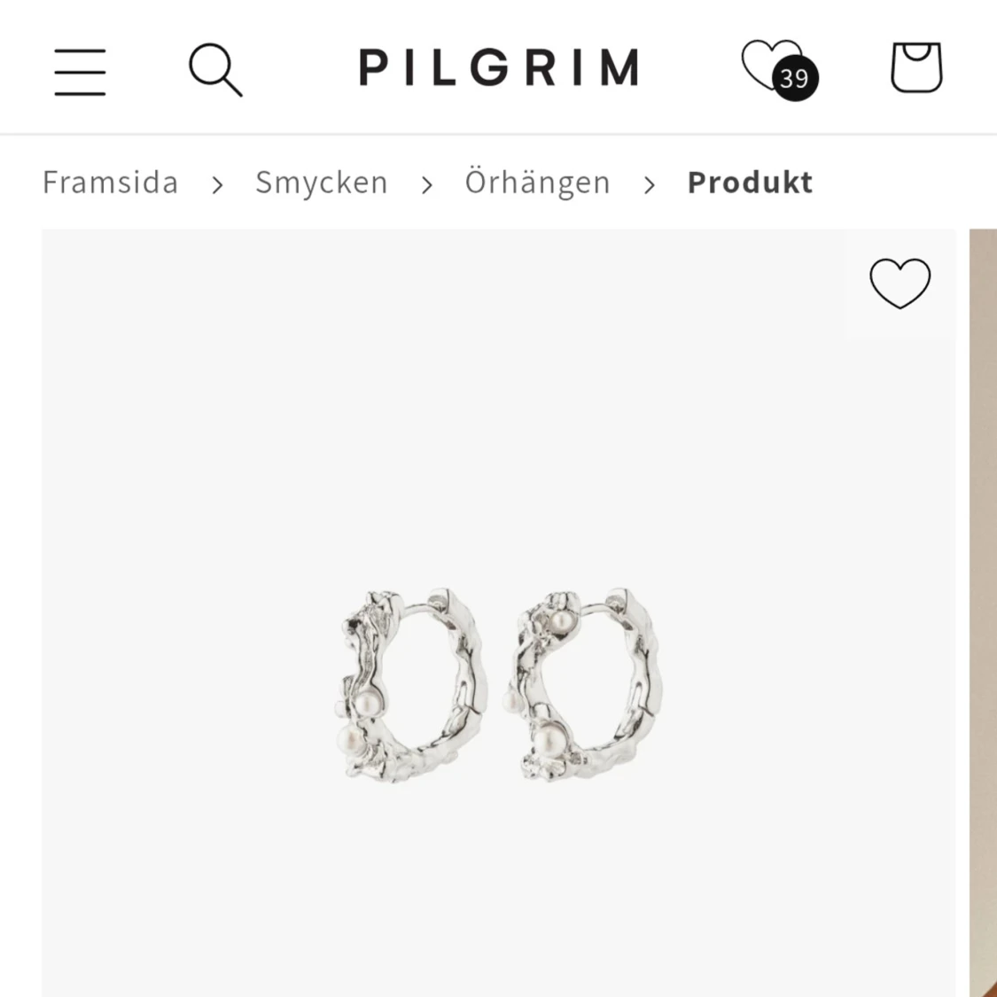 Pilgrim silver örhängen med pärlor
