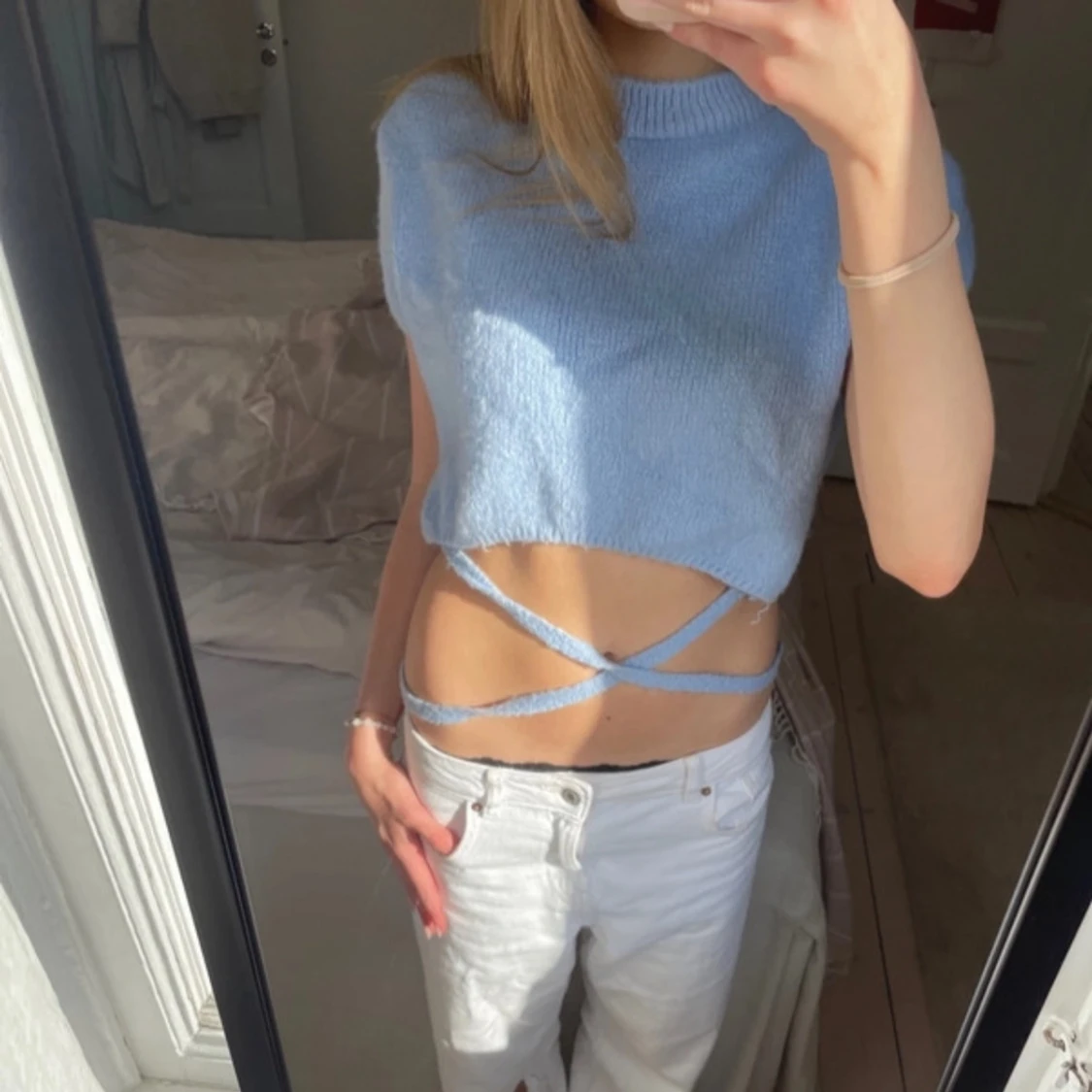 Ljusblå croppad topp  - 4