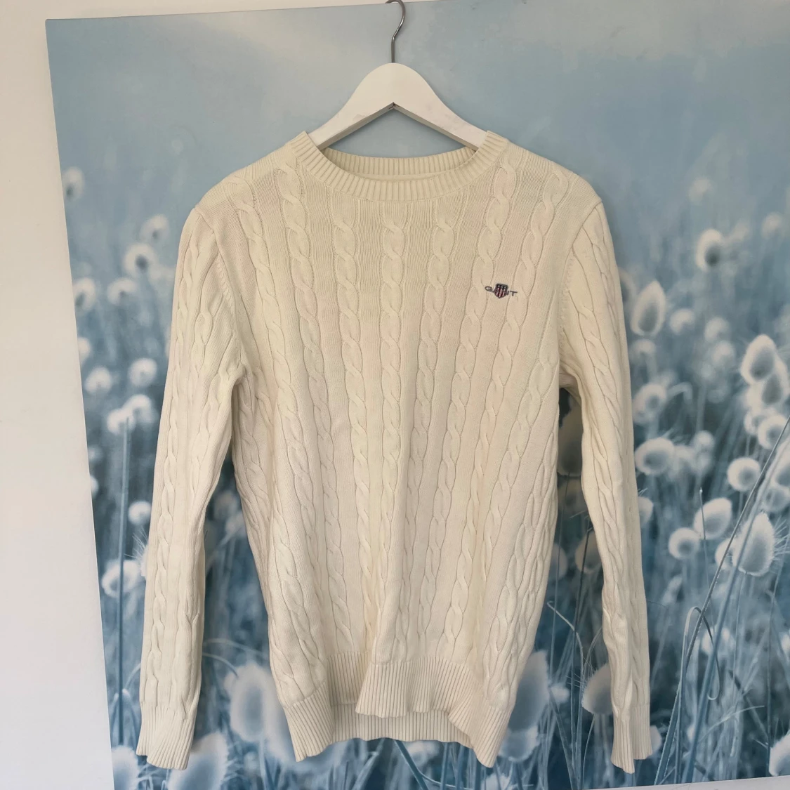 Vit kabelstickad tröja från gant - 2