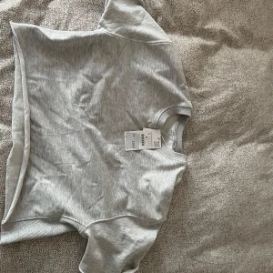 Ljusgrå croppad t-shirt från Zara - Säljer en ljusgrå croppad t-shirt från Zara. T-shirten har korta ärmar, rund halsringning och är tillverkad i mjuk bomull. tyvärr gillar jag inte passformen. aldrig använd och prislapp finns kvar på